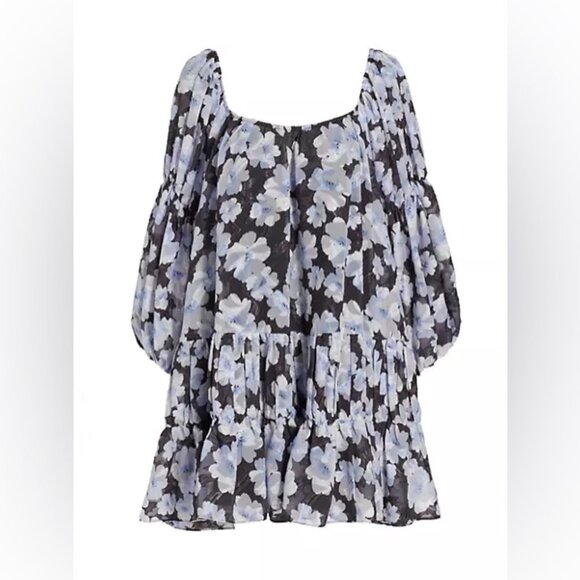 NWT En Saison Teagan Babydoll Mini Dress in Black Multi - Picture 3 of 6